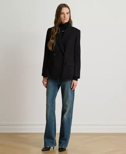 Kadın Kruvaze Yün Krep Blazer - 4