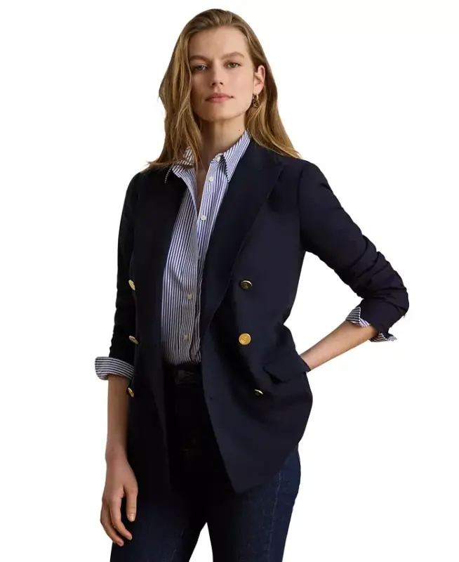 Kadın Kruvaze Yün Krep Blazer - 6