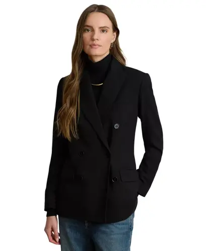 Kadın Kruvaze Yün Krep Blazer - Lauren Lacivert - 6