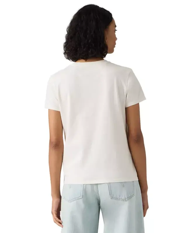 Women's Perfect Graphic Logo Cotton T-Shirt - Serif Plant Shelf Egret - 3