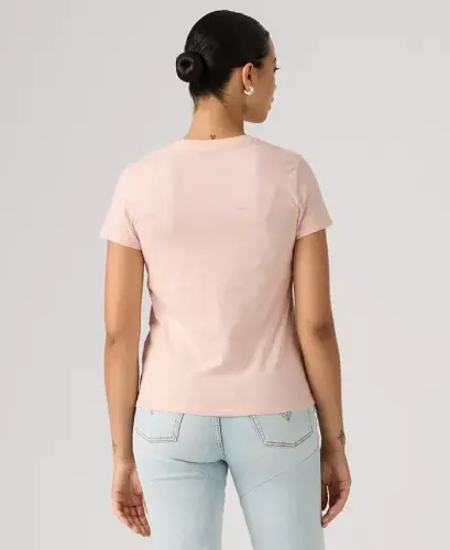 Women's Perfect Graphic Logo Cotton T-Shirt - Botanical Rose Serif Mangano Calcite - 3