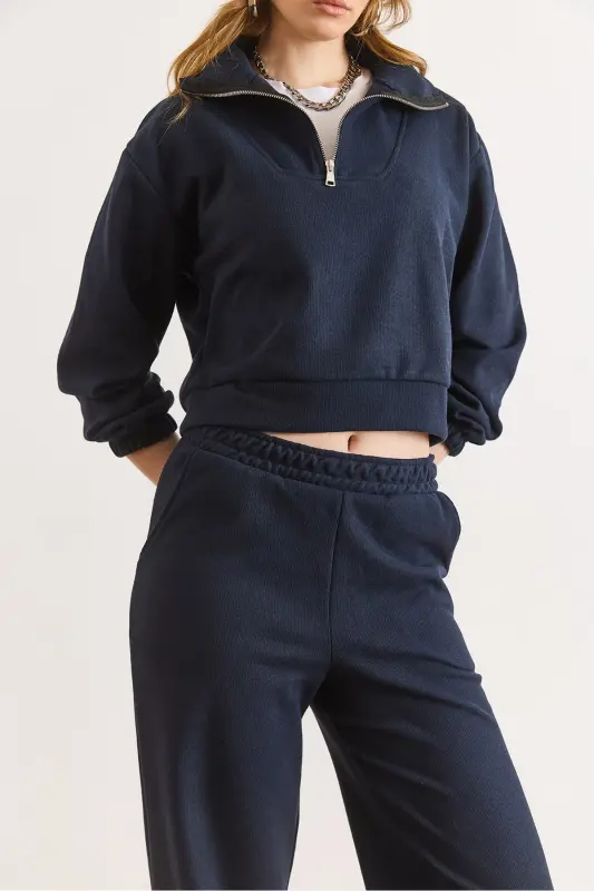 Kadın Lacivert Alt Üst Polo Yaka Selanik Takım TKM-19000324-Lacivert - 5