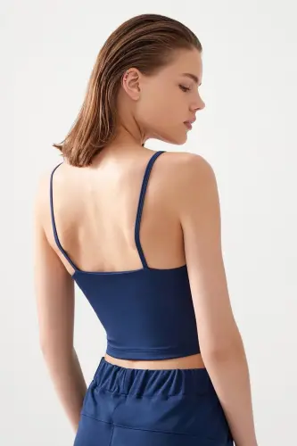 Kadın Lacivert Askılı Hafif Destekli Kaplı Spor Sütyeni Straps - Lacivert - 3