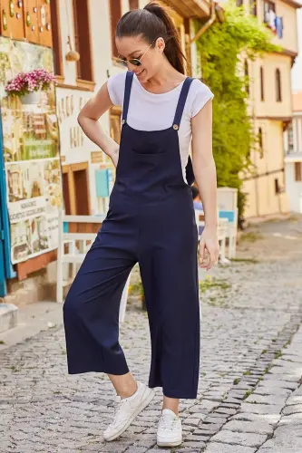 Kadın Lacivert Bahçivan Tulum ARM-20K001117-LACİVERT - ARMONIKA (1)