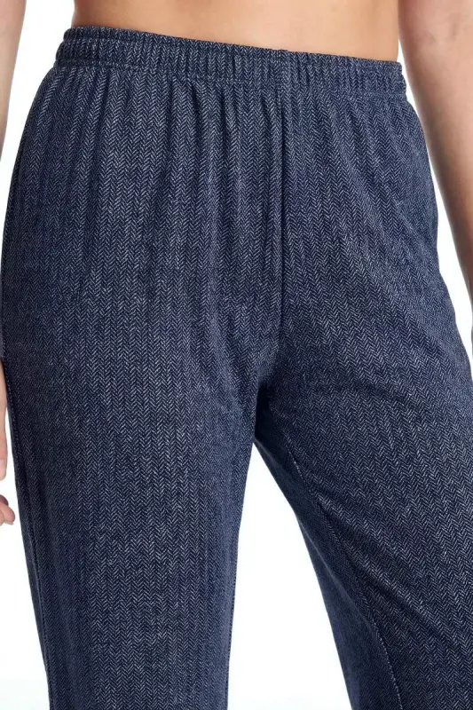 Kadın Lacivert Büyük Beden Cepli Pijama Altı - 2