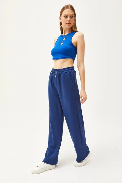 Kadın Lacivert Cepli Yumuşak Dokulu Modal Palazzo Eşofman Altı EŞF-00000068-Lacivert - 3