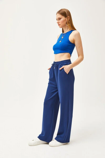 Kadın Lacivert Cepli Yumuşak Dokulu Modal Palazzo Eşofman Altı EŞF-00000068-Lacivert - 6