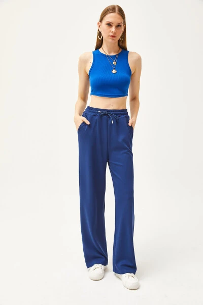 Kadın Lacivert Cepli Yumuşak Dokulu Modal Palazzo Eşofman Altı EŞF-00000068-Lacivert - OLALOOK (1)