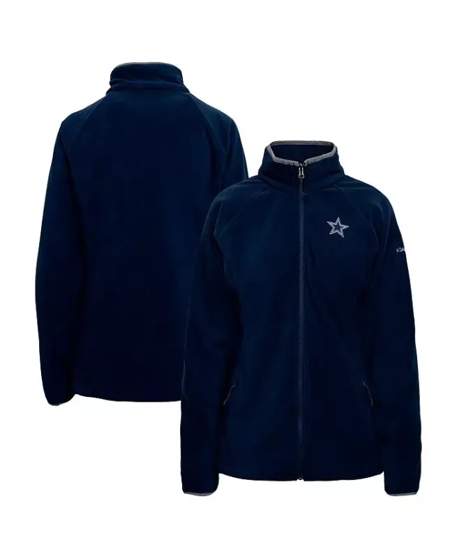 Women's Navy Dallas Cowboys Give and Go III Fleece Raglan Full-Zip Jacket - Navy - 1
