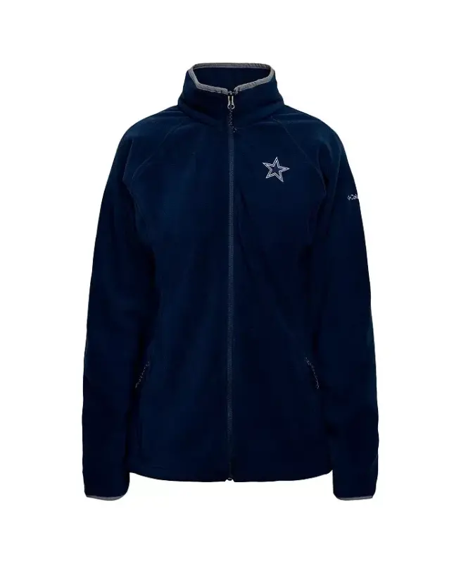 Women's Navy Dallas Cowboys Give and Go III Fleece Raglan Full-Zip Jacket - Navy - 2