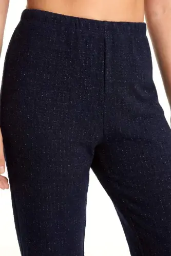 Kadın Lacivert Dokulu Büyük Beden Cepli Pijama Altı - BÜYÜKBEDENIZ (1)