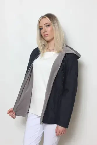 Kadın Lacivert Içi Polar Mont-LACİVERT - 3