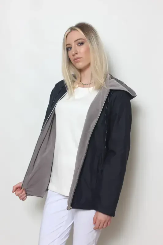 Kadın Lacivert Içi Polar Mont-LACİVERT - 3