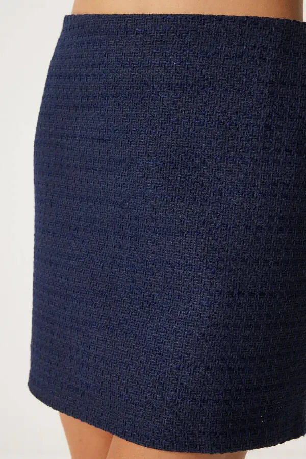 Kadın Lacivert Mini Tüvit Etek UL00037-Lacivert - 3