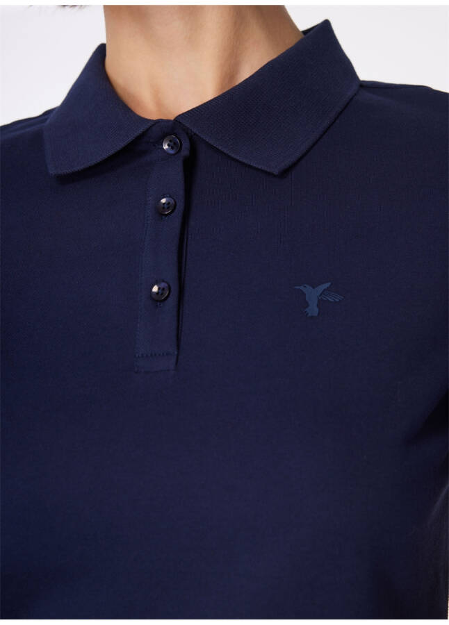 Kadın Lacivert Polo Yaka Basic T-Shirt - 9