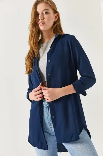 Kadın Lacivert Tunik Gömlek ARM-19Y001003-LACİVERT - 3