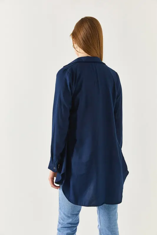 Kadın Lacivert Tunik Gömlek ARM-19Y001003-LACİVERT - 4
