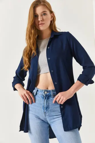 Kadın Lacivert Tunik Gömlek ARM-19Y001003-LACİVERT - ARMONIKA (1)