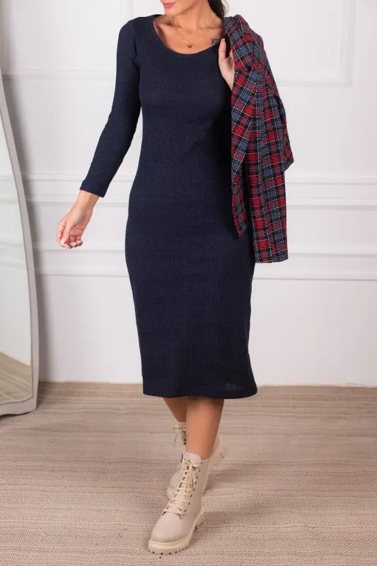 Kadın Lacivert Uzun Kaşkorse Elbise ARM-24K001028-Lacivert - 2