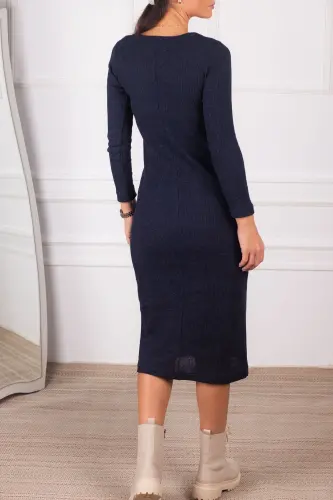 Kadın Lacivert Uzun Kaşkorse Elbise ARM-24K001028-Lacivert - 4