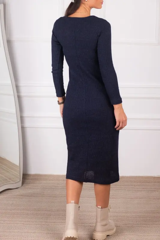 Kadın Lacivert Uzun Kaşkorse Elbise ARM-24K001028-Lacivert - 4