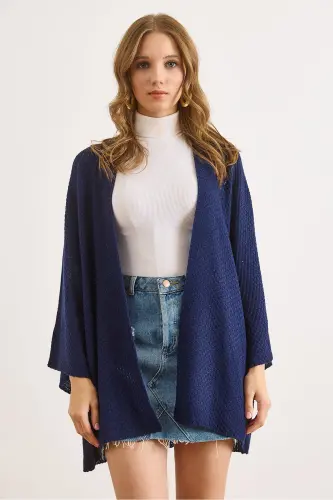 Kadın Lacivert Yarasa Baharlık Hırka HRK-19000057-Lacivert - OLALOOK (1)