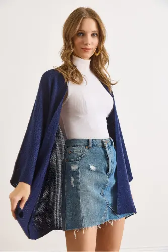 Kadın Lacivert Yarasa Baharlık Hırka HRK-19000057-Lacivert - 5