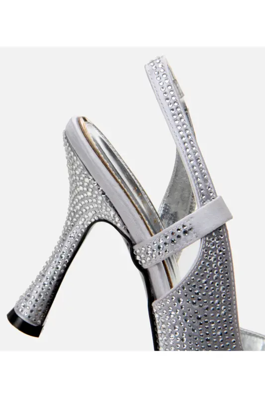 Kadın Lame Taşlı Arkası Açık Stiletto-LAME - 5