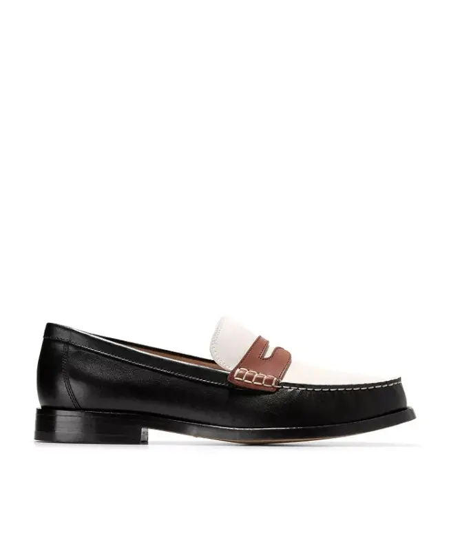 Women's Lana Lux Remastered Penny Loafers - Black, Dark Cuoio, Ivory Leather - 2