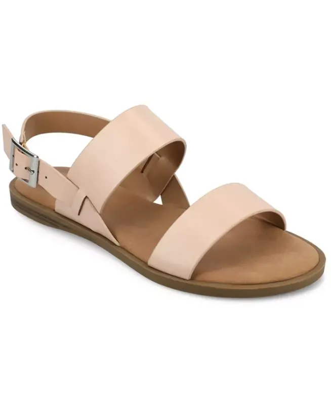 Women's Lavine Double Strap Flat Sandals-Blush - JOURNEE COLLECTION