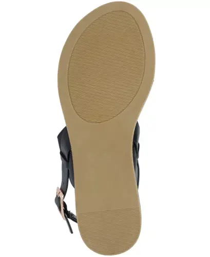 Women's Lavine Medium and Wide Width Multi Strap Flat Sandals - Black - 4
