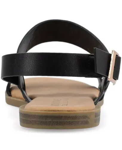 Women's Lavine Medium and Wide Width Multi Strap Flat Sandals - Black - 7