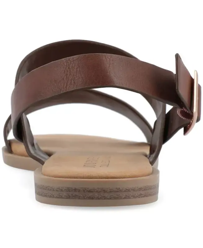 Women's Lavine Medium and Wide Width Multi Strap Flat Sandals - Brown - 3