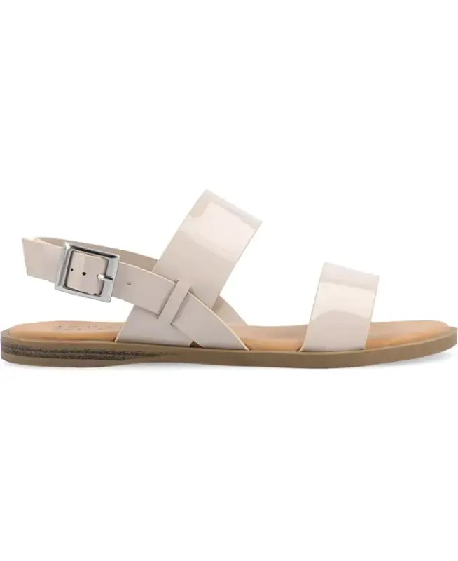 Women's Lavine Medium and Wide Width Multi Strap Flat Sandals - Beige Patent - 2