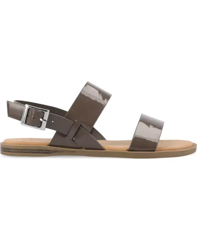 Women's Lavine Medium and Wide Width Multi Strap Flat Sandals - Taupe Patent - 2