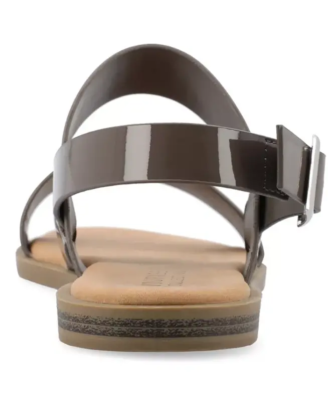 Women's Lavine Medium and Wide Width Multi Strap Flat Sandals - Taupe Patent - 3