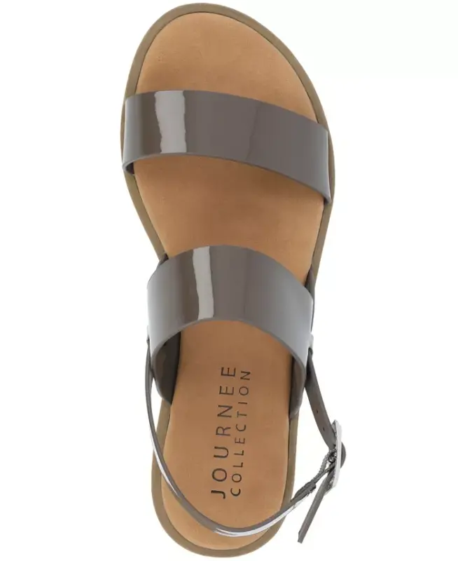 Women's Lavine Medium and Wide Width Multi Strap Flat Sandals - Taupe Patent - 4
