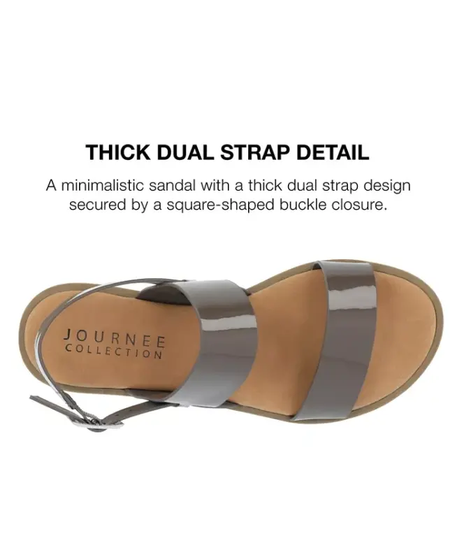 Women's Lavine Medium and Wide Width Multi Strap Flat Sandals - Taupe Patent - 9
