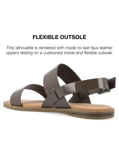Women's Lavine Medium and Wide Width Multi Strap Flat Sandals - Taupe Patent - 10