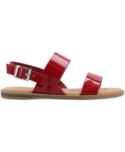Women's Lavine Medium and Wide Width Multi Strap Flat Sandals - Red Patent - 4