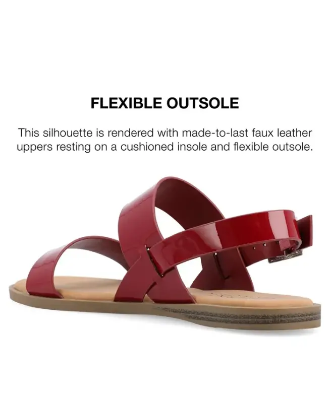 Women's Lavine Medium and Wide Width Multi Strap Flat Sandals - Red Patent - 10