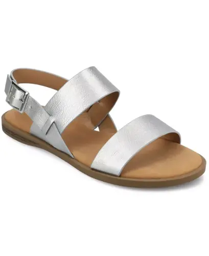 Women's Lavine Medium and Wide Width Multi Strap Flat Sandals - Silver 