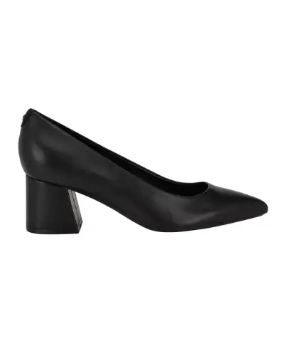 Women's Lenott Pointy Toe Block Heel Pumps - Black Leather - 2