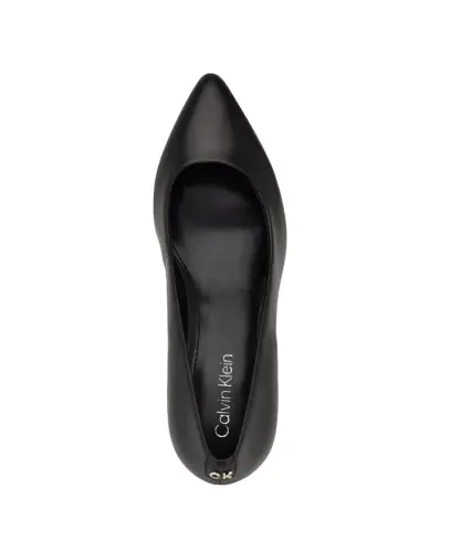 Women's Lenott Pointy Toe Block Heel Pumps - Black Leather - 4