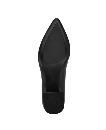 Women's Lenott Pointy Toe Block Heel Pumps - Black Leather - 5