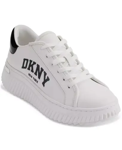 Women's Leon Lace-Up Logo Sneakers - Bright White/ Black - 1