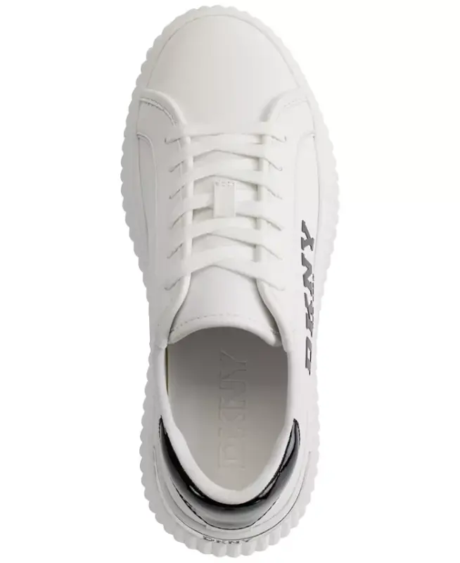 Women's Leon Lace-Up Logo Sneakers - Bright White/ Black - 4