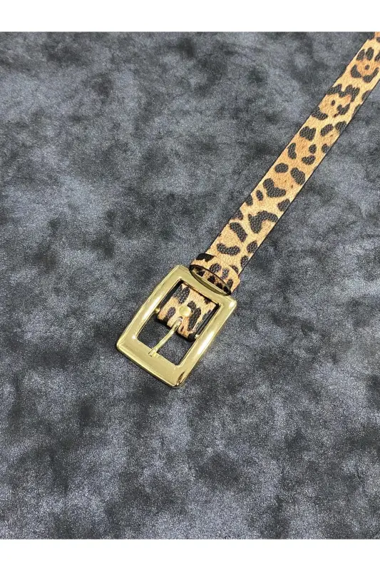 Kadın Leopar detaylı Gold Tokalı kemer-LEOPAR - 3