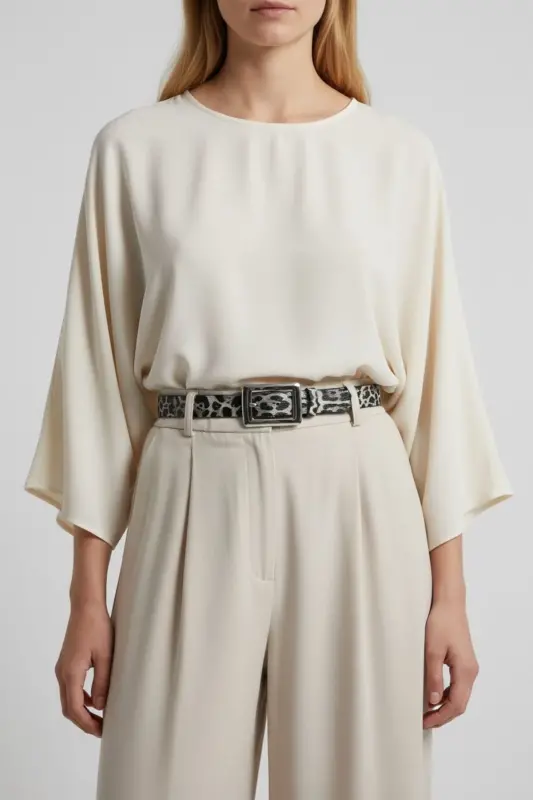 Kadın Leopar detaylı Gümüş Tokalı kemer-LEOPAR - KEMERIX