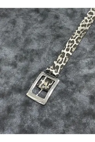 Kadın Leopar detaylı Gümüş Tokalı kemer-LEOPAR - 4